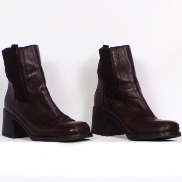 LIZ CLAIBORNE size 9M brown COLLINA mid-heel ankle boots leather uppers - Picture 5 of 15